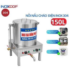 Nồi Nấu Cháo Điện 150L, Inox 304 Cao Cấp, Bảo Hành 2 Năm