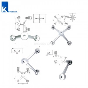 Chân Nhện Đỡ Kính Spider, Inox304 Đặc, Bảo hành 5 năm, DDP 