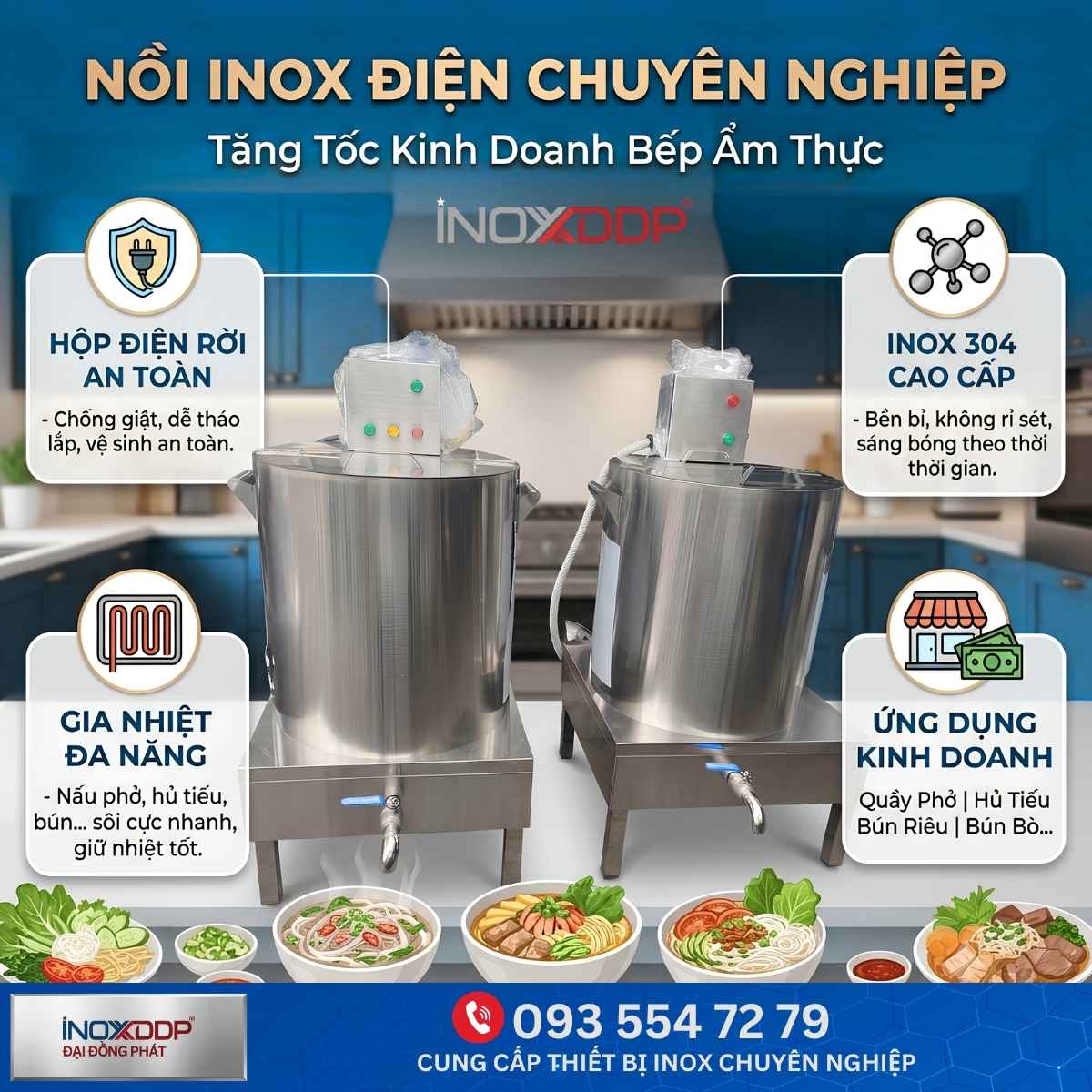 Cung Cấp Nồi Nấu/Hầm Inox Điện Công Nghiệp