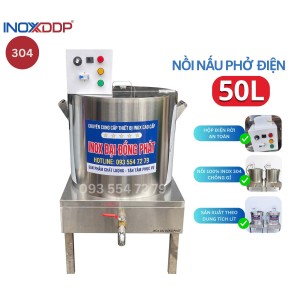 Nồi Điện 50 Lít, Inox 304 Cao Cấp, Tủ Điện Rời An Toàn