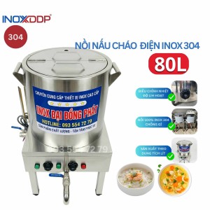 Nồi Nấu Cháo 80 Lít Inox 304 Tiết Kiệm Điện, Bảo hành 2 Năm