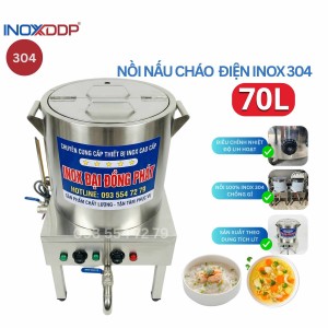 Nồi Nấu Cháo Công Nghiệp 70 Lít, Inox 304 Cao Cấp