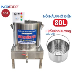 Nồi nấu Phở 80 Lít, Inox 304 cao cấp, hộp điện rời An Toàn