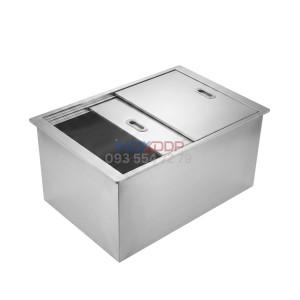 Thùng đá inox 304 âm quầy bàn, kích thước 600x400x400, 3 lớp giữ nhiệt, INOXDDP
