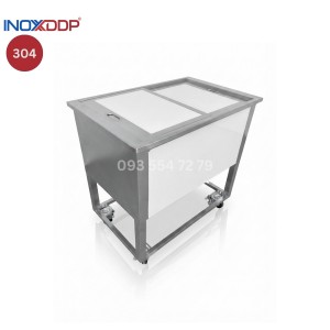 Thùng đá inox 304, kích thước 400x600x400 có khung xe đẩy, INOXDDP
