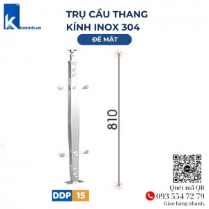 Trụ Inox 304 Lan can cầu thang kính, Đế mặt, DDP15