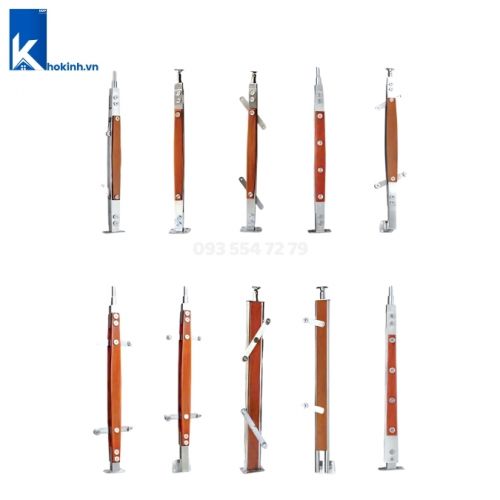 Trụ Cầu Thang Kính Ốp Gỗ, Bảo Hành 5 Năm, Nhiều mẫu mới, DDP